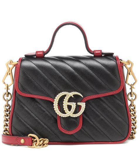 etsy gucci purse black quilted red strap|Gucci gg marmont shoulder bag.